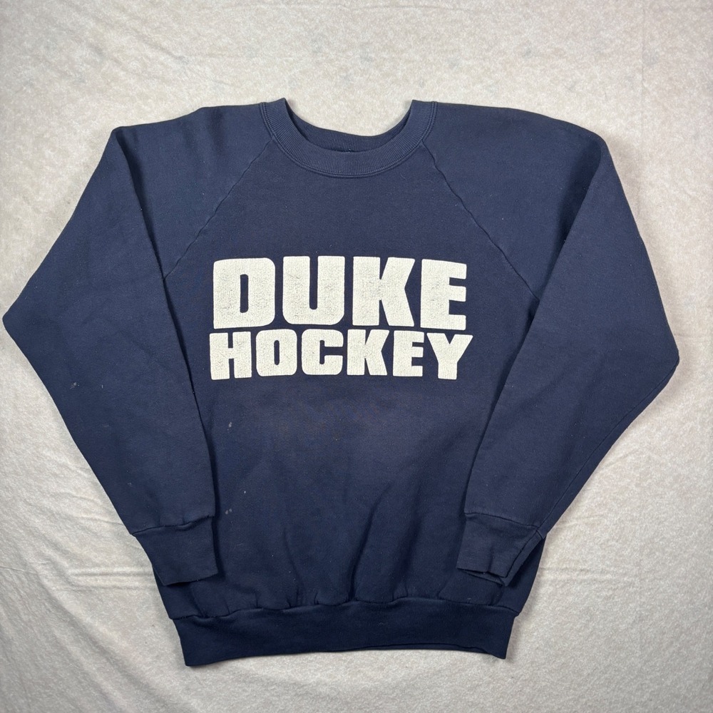 Vintage Fruit of the Loom Navy Duke Hockey Graphic Crewneck Sweatshirt – L